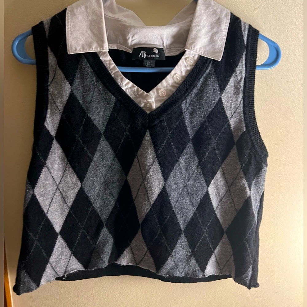 AB studio Plaid cropped shirt
